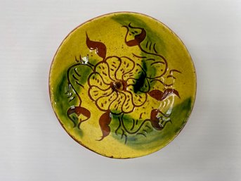 Breininger Redware Small Floral Pottery Plate, 1977, Signed