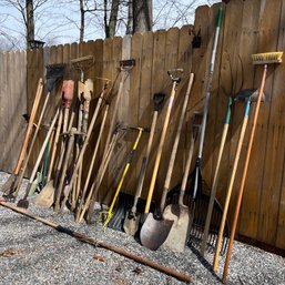 A Large Collection Of Outdoor Garden Tools