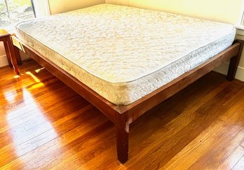 Vintage Wooden Platform Bed Frame And Mattress