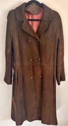 Vintage Suede Leather Women's Coat, Size Large