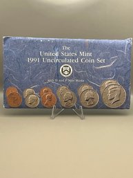 Beautiful Philadelphia And Denver United States Mint 1991 Uncirculated Coin Set