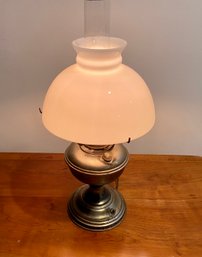 Brass And Glass Oil Lantern Converted To Electric Table Lamp