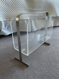 Post Modern ,lucite And Chrome Plated Magazines Rack.