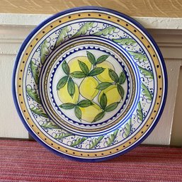 Signed N Thayer Ceramic Large Serving Plate 13.5in Marthas Vineyard Style Of Italian Artisans Beauty Lemons