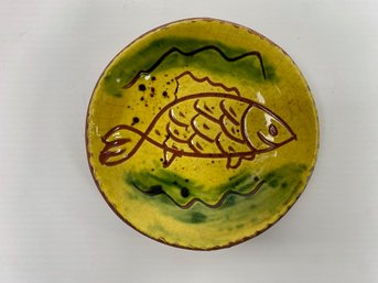 Breininger Redware Small Fish Design Pottery Plate, 1980, Signed