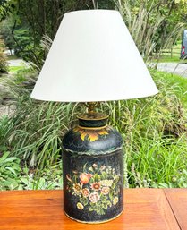 A Vintage Tole Painted Milk Pail Lamp