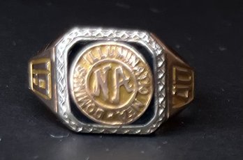 Vintage 10K Gold 1940 Class Ring - NA - Dominus Illuminatio Mea - The Lord Is My Light - Size 6 1/2
