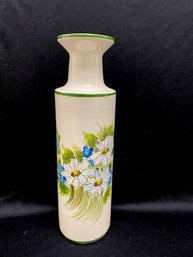 Vintage Brazillian Hand-painted Floral Pottery Vase