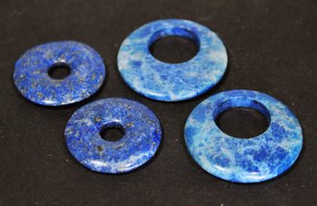 Four Genuine Lapis Carved Pendant Rings