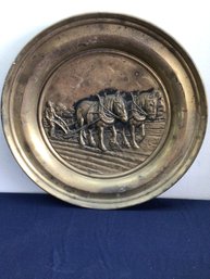 Farming Horses Metal Plate Decor