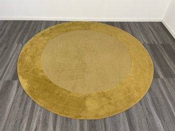 Yellow Round Knotted Area Rug 8'