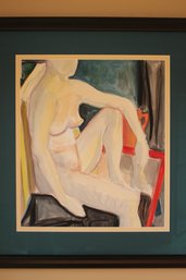 Barbara Kidd Calvano Pastel Called 'Female Seated Nude With Green Reflection'