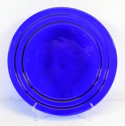 MCM 12' Blenko? Cobalt Round Tiered Glass Serving Dish