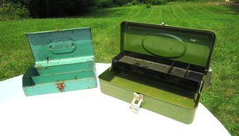 Green And Blue Metal Fishing Tackle Boxes