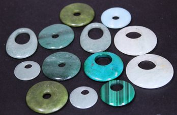 Lot 13 Hard Stone Polished Ring Formed Pendants