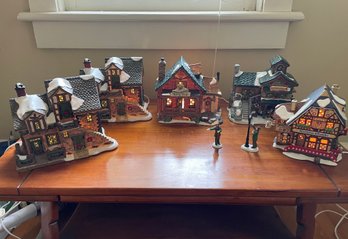 Santa's Workbench Towne Series & Department 56 Lighted Porcelain Holiday Houses