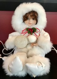 Beautiful Light Up Vintage Ette Christmas Snow Doll