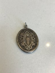 Large Sterling Silver Religious Medal