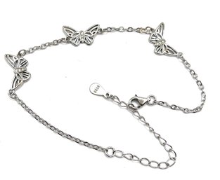 Vintage Sterling Silver Butterfly Charms Bracelet
