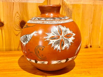 Vintage Hand Painted Bird Motif Water Pot