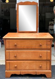 A Vintage Maple Dresser With Mirror, C. 1940's