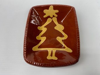 YRP Redware Pottery Dish, Christmas Tree