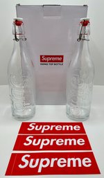 New In Box Supreme Swing Top Bottle, Set Of 2 & Supreme Stickers