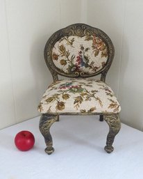 Cast Iron Upholstered Metal Doll Chair Or Childs Chair