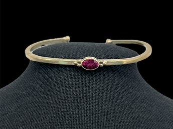 Beautiful Vintage Sterling Silver And Amethyst Cuff Bracelet