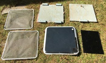 Lot Of Old Boat Parts - 2 Screens, 2 Galley Doors, 1 Hatch & 1 Tinted Window