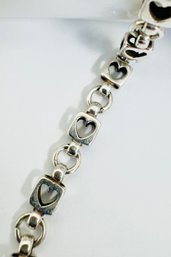 STERLING SILVER BOXED HEART AND ROUND LINK BRACELET