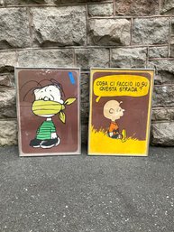 A Pair Of Framed Vintage Peanuts Posters (Italian)