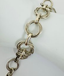 STERLING SILVER MULTIPLE ROUND LINK BRACELET