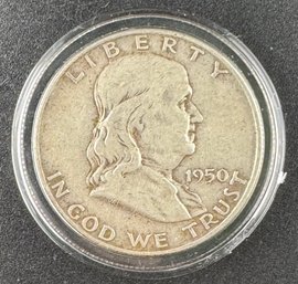 1950-D Benjamin Franklin Silver Half Dollar