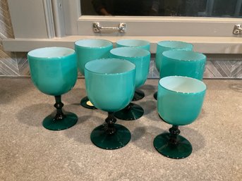 Carlo Moretti Teal Cased Glass Goblets