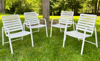 A Set Of 4 Vintage Modern Tubular Metal And Acrylic Outdoor Arm Chairs