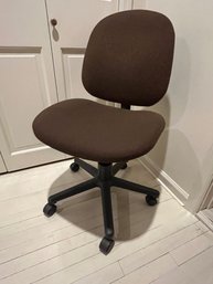 Rolling Desk Chair With Adjustable Back And Height - Brown Fabric