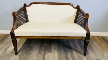 French Louis XVI Style Cane Curve Back Settee