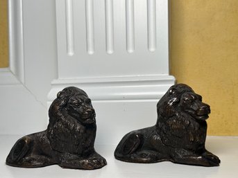 Pair Of Cast Resin Lions