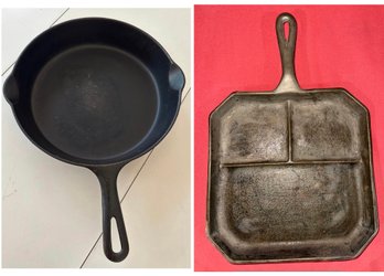 Griswold Cast Iron Frying Skillet & Divided Cast Iron Pan