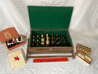 A Collection Of Chess Games: Wooden Piece Set, Global, Royal Checker And Chess Set
