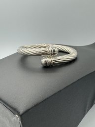 Sterling Silver Twisted Cable Hinged Bracelet - Italy