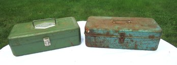 Green And Blue Metal Fishing Tackle Boxes