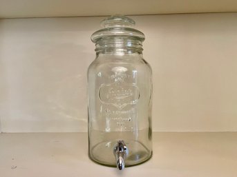 Large Mason Jar Style Glass Drink Dispenser With Compatible Lid