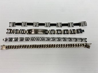 Lot Of Vintage Gentleman's Bracelets Sterling And Stainless (4)