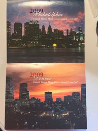 Beautiful Philadelphia And Denver United States Mint 2009 Uncirculated Coin Set