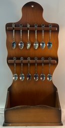 10 Collector Mini Spoons With Wall Display