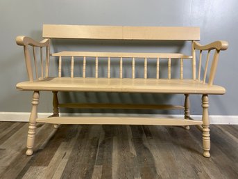 White Wooden Bench With Unique Back