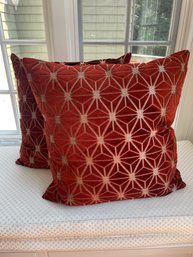 Burgundy Japandi Style Pattern Throw Pillows