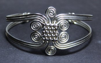 Hand Crafted Artisan Silver Wire Cuff Bracelet